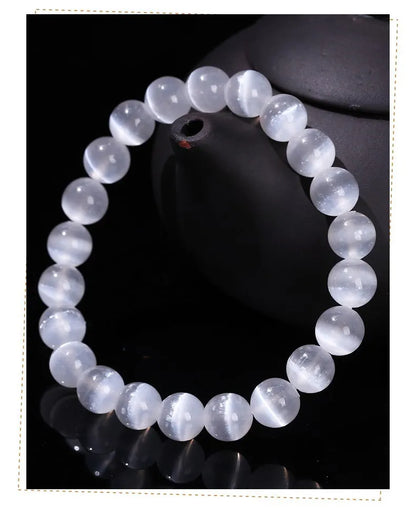 JD – Bracelet de perles en pierre de sélénite blanche naturelle pour hommes et femmes, 100% véritable pierre ronde en gypse, extensible, 6, 8, 10mm, cadeau de Yoga minéral