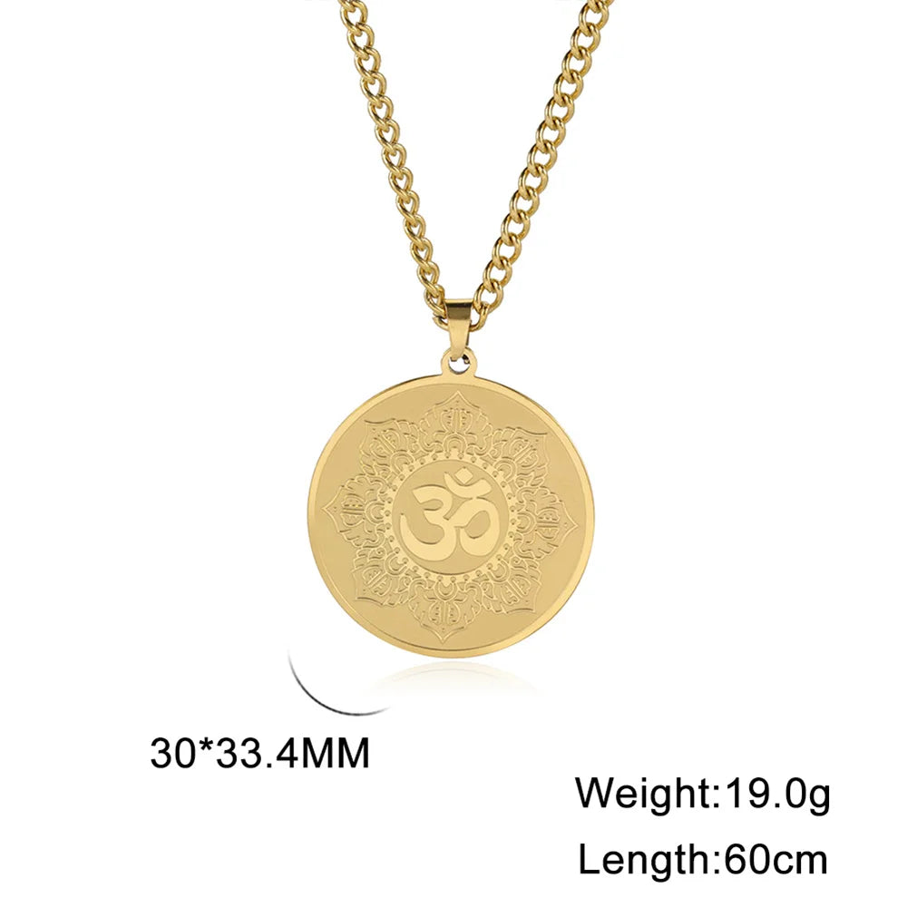 EUEAVAN Yoga Lotus Ohm symbole pendentif collier hindou bouddhiste chaîne en acier inoxydable méditation spirituelle religieux bijoux cadeaux