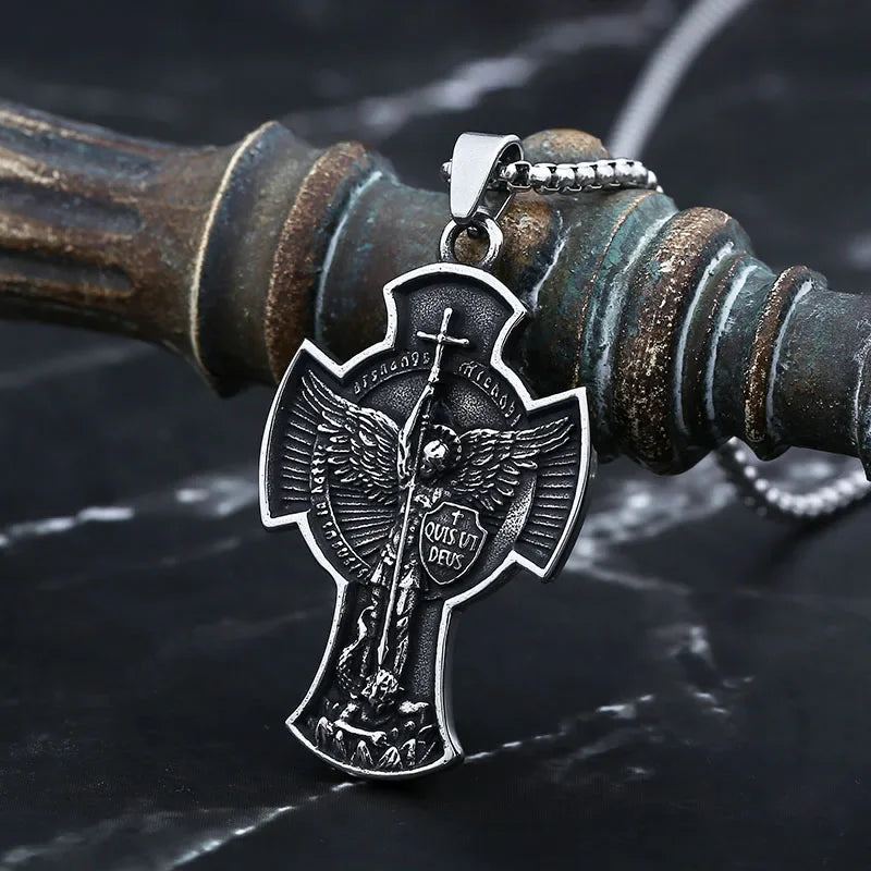 SION L-Collier pendentif Saint Michel en acier inoxydable pour homme et femme, tour de cou vintage, cadeau porte-bonheur, livraison directe, nouveau, 2021