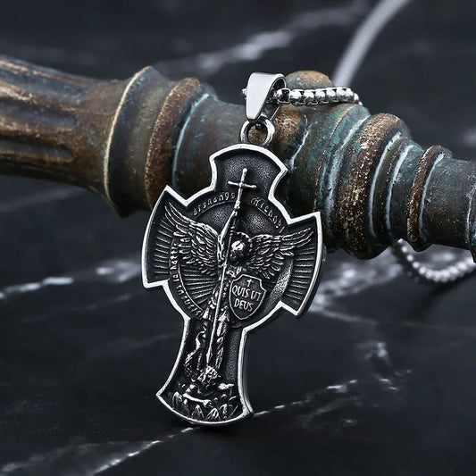 SION L-Collier pendentif Saint Michel en acier inoxydable pour homme et femme, tour de cou vintage, cadeau porte-bonheur, livraison directe, nouveau, 2021