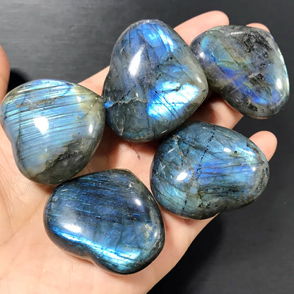 Pierre de cristal naturel en forme de cœur d'amour, Labradorite Reiki, guérison, Quartz Rose, décoration en cristal d'amour, artisanat 4-6cm