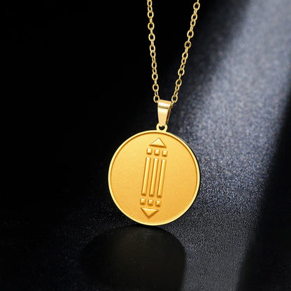 Collier pendentif pièce de monnaie Symbole d'Atlantide, Bijoux totem d'Atlantide mystérieux et ancien, Collection thématique, Cadeaux pour les amateurs de la culture d'Atlantide