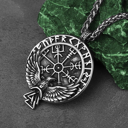 HNSP 316L acier inoxydable Viking Rune corbeau pendentif chaîne collier pour hommes bijoux accessoires