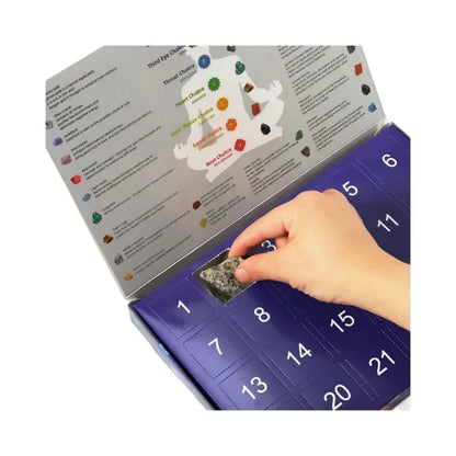 Calendrier de l'avent de noël, boîte de collecte de pierres précieuses en cristal naturel, calendrier de compte à rebours de 24 jours, boîte-cadeau en pierre de cristal pour enfants