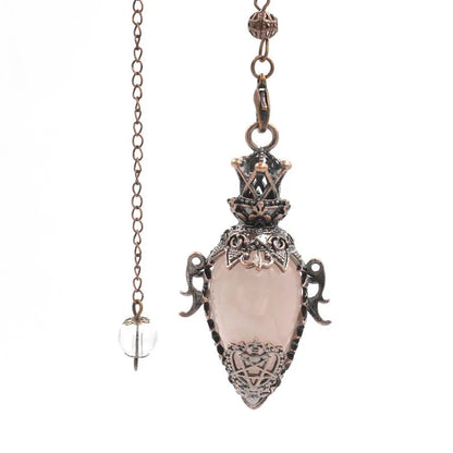 pendule spirituel veritable en cristal de quartz rose obsidienne, grand pendentif , ystes d'atterrissage, pendule radiesthésie pierre naturelle  précieuses pendules divinatoire en pierres spiritualité X202