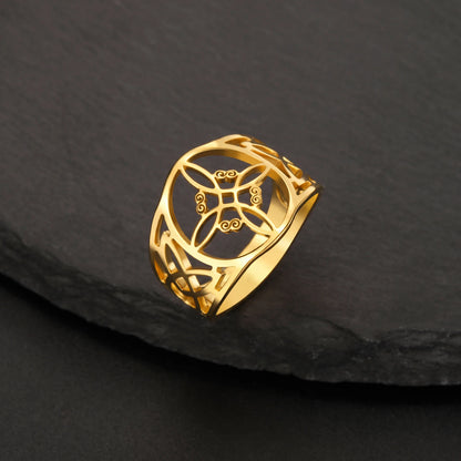LIKGREAT bague noeud de sorcière pour femmes hommes creux en acier inoxydable bagues celtique Vintage amulette Protection Couple bijoux cadeaux