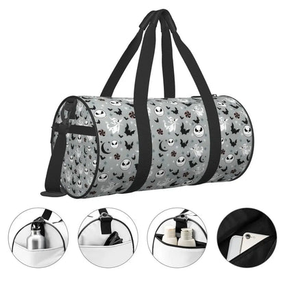 Sac fourre-tout de plage personnalisé Jack Skellington pour femmes, squelette vivant, grand compartiment, sacs de voyage pour salle de sport et plage