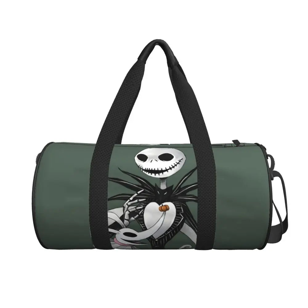 Sac fourre-tout de plage personnalisé Jack Skellington pour femmes, squelette vivant, grand compartiment, sacs de voyage pour salle de sport et plage