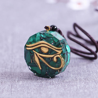 Oeil de Ra Horus Orgonite pendentif obsidienne Reiki Quartz Reiki cristal de guérison collier d'énergie réglable égyptien ancien