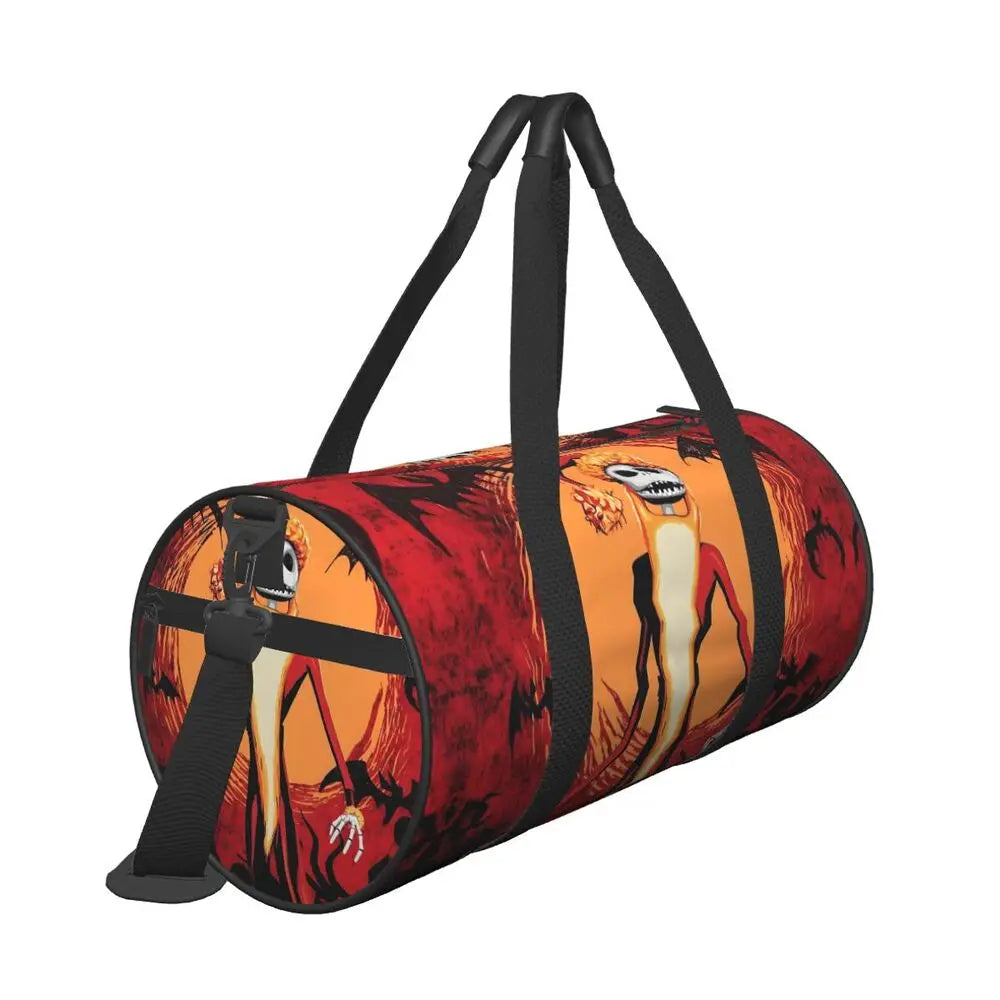 Sac fourre-tout de plage personnalisé Jack Skellington pour femmes, squelette vivant, grand compartiment, sacs de voyage pour salle de sport et plage