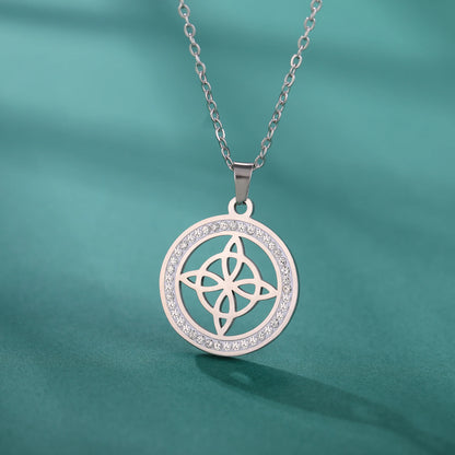 Skyrim Collier Nministériels d Sorcière en Acier Inoxydable, Pendentif Rond, Amulette Wicca, Bijoux Cadeau d'Anniversaire
