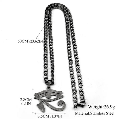 Oeil de Ra Horus yeux égyptiens pendentif colliers pour hommes en acier inoxydable amulette symbole Hip Hop pistolet noir chaîne collier bijoux