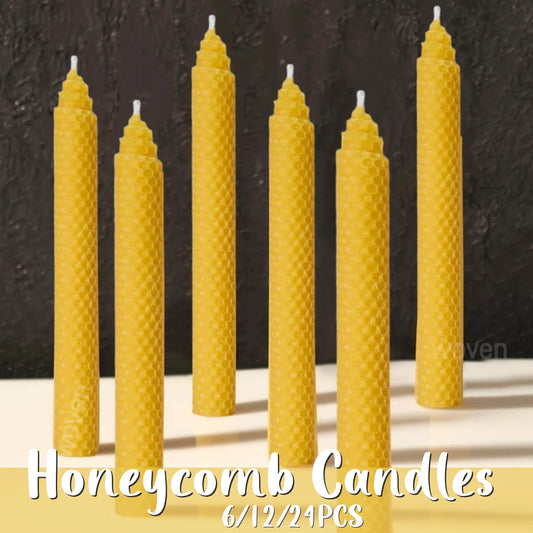 Bougies coniques en cire d'abeille, rouleaux à la main, Design en nid d'abeille, bougies en cire d'abeille sans fumée pour fête, rencontres, décoration de Table à dîner à domicile