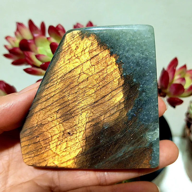 Pierre naturelle bleu jaune Labradorite cristal forme libre méditation sorcellerie Reiki guérison coeur Feng Shui cristal décor de chambre