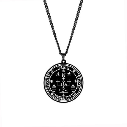 Arcange MICHAEL GABRIEL RAPHAEL URIEL SAMAEL sceau amulette Talisman Sigil d'angélique en acier inoxydable noir pendentif collier