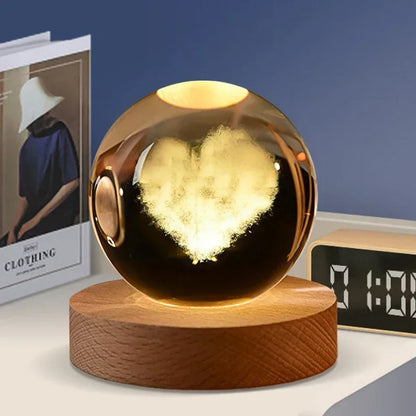 Décoration artisanale en verre 3D, 12 Constellations, boule de cristal gravée au Laser, système solaire d'anniversaire, cadeau, Base en bois, décor de bureau pour la maison