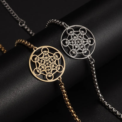 Metatron Cube Bracelet femme acier inoxydable archange jour Bracelet homme mode géométrie sacrée amulette bijoux cadeau