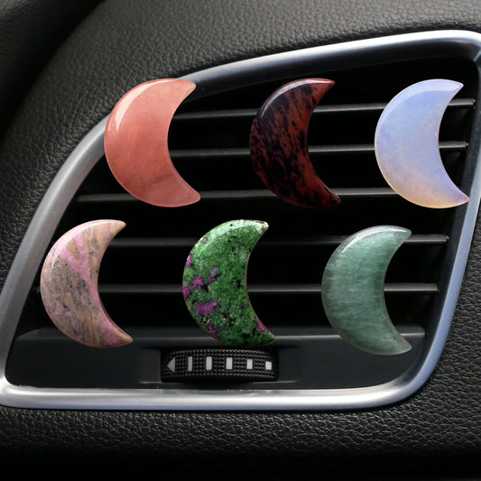 Réinitialisation de parfum d'aromathérapie de voiture, pierre naturelle de guérison CitroQuartz, pierre précieuse de lune et d'étoile, décoration intérieure, 1PC
