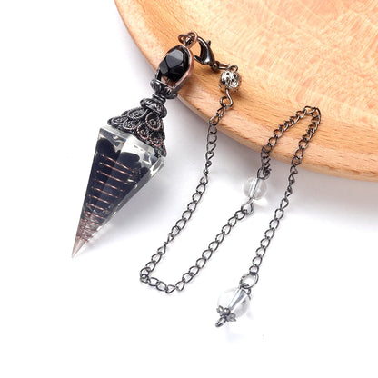 Pendentif pendule esprit pierre naturelle, chaîne en treillis, énergie porte-bonheur, résine Reiki mystérieuse pour la fabrication de bijoux, accessoires colliers