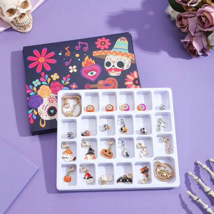 Calendrier de l'avent d'halloween 24 jours, coffret cadeau crâne citrouille, breloques à assembler soi-même, Bracelet de perles, calendrier Surprise de compte à rebours d'halloween, cadeau