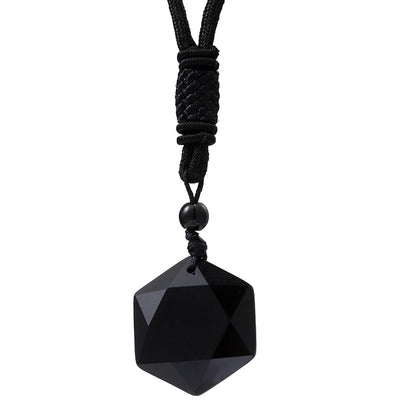 Chaud noir obsidienne hexagramme étoile de David chanceux amulette amour Quartz naturel pendentif collier hommes Orgone cristal gemmes bijoux