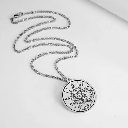 LIKGREAT-Collier pendentif pentagramme, bijoux en acier inoxydable, nom de Dieu, protection du pentacle, amulette porte-bonheur, cadeau