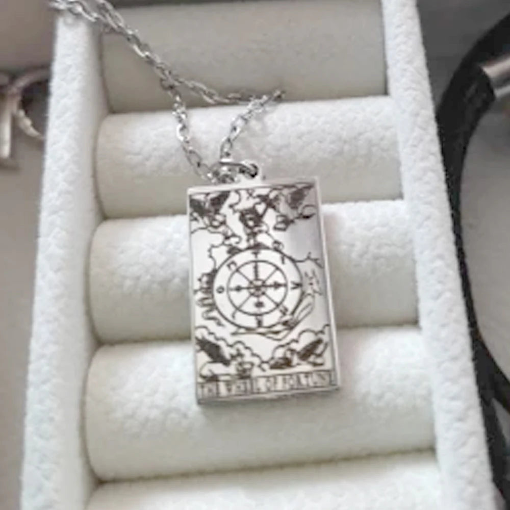 Dawapara – collier de cartes de Tarot pour femmes, en acier inoxydable, amulette de richesse, Tarot classique, arcanes majeurs, bijoux de Divination