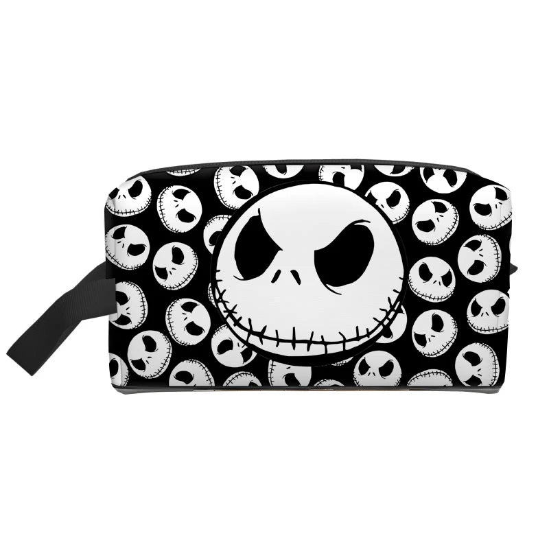Sac à cosmétiques le cauchemar avant noël pour filles, pochette de maquillage Jack Skellington, organisateurs portables, étui de maquillage, cadeau pour femmes