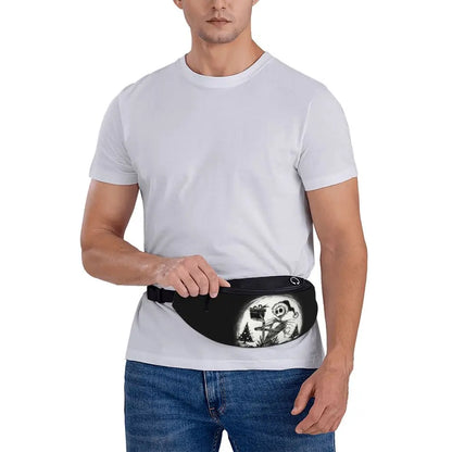 Sac Banane Personnalisé L'Étrange Noël de Monsieur Jack, Sacoche à Bandoulière pour Voyage, Randonnée, Téléphone, Poudres d'Argent