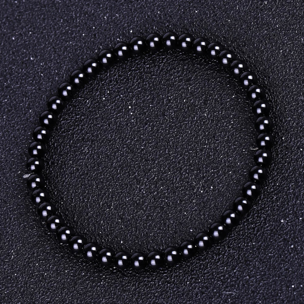 Bracelets bouddhistes tibétains en obsidienne noire pour hommes et femmes, amulette de bénédiction de prière, porte-bonheur, bijoux de médition, 4/6/8/10/12/14/16/18mm