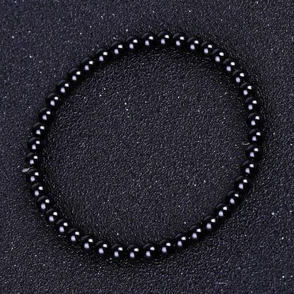 Bracelets bouddhistes tibétains en obsidienne noire pour hommes et femmes, amulette de bénédiction de prière, porte-bonheur, bijoux de médition, 4/6/8/10/12/14/16/18mm