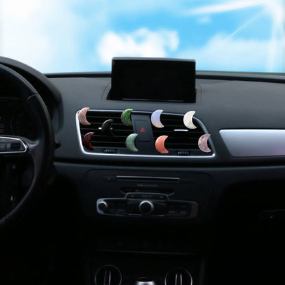 Réinitialisation de parfum d'aromathérapie de voiture, pierre naturelle de guérison CitroQuartz, pierre précieuse de lune et d'étoile, décoration intérieure, 1PC