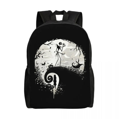 Sac à dos de voyage personnalisé citrouille King Jack Skellington souriant, sac à livres pour ordinateur d'école, le cauchemar avant noël