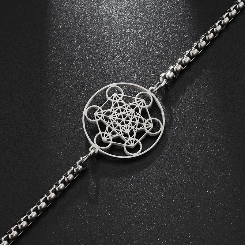 Metatron Cube Bracelet femme acier inoxydable archange jour Bracelet homme mode géométrie sacrée amulette bijoux cadeau