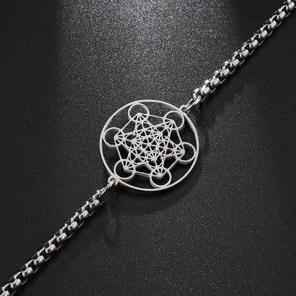 Metatron Cube Bracelet femme acier inoxydable archange jour Bracelet homme mode géométrie sacrée amulette bijoux cadeau