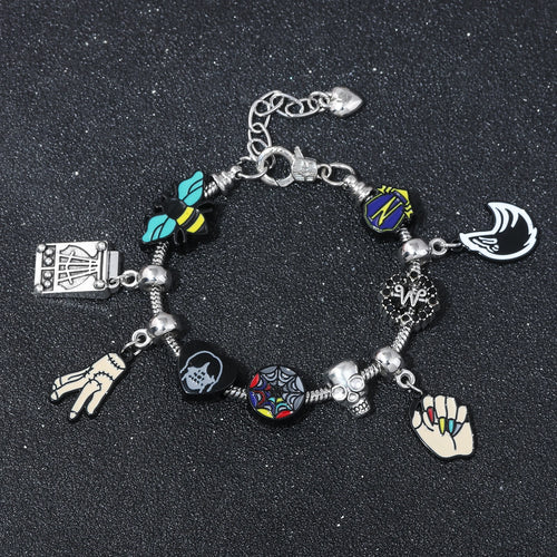 Bracelet de perles de fenêtre arc-en-ciel mercredi Addams, pendentif chose à main, bijoux gothiques pour femmes, accessoires cadeau