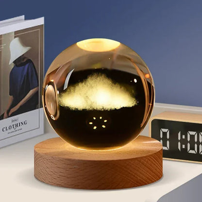 Décoration artisanale en verre 3D, 12 Constellations, boule de cristal gravée au Laser, système solaire d'anniversaire, cadeau, Base en bois, décor de bureau pour la maison