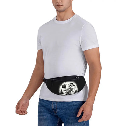 Sac Banane Personnalisé L'Étrange Noël de Monsieur Jack, Sacoche à Bandoulière pour Voyage, Randonnée, Téléphone, Poudres d'Argent