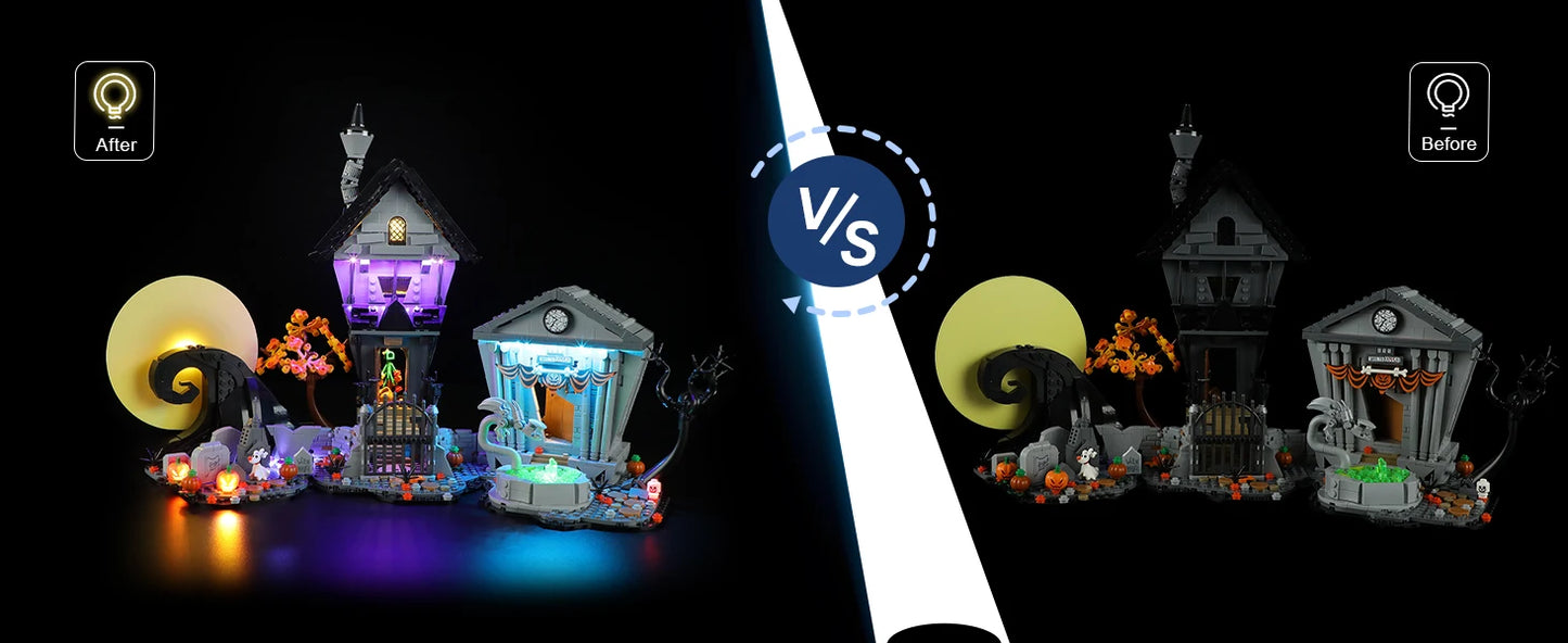 Hprosper lumière LED pour LEGO 21351 Disney Tim Burton le cauchemar avant noël lampe décorative avec boîte à piles