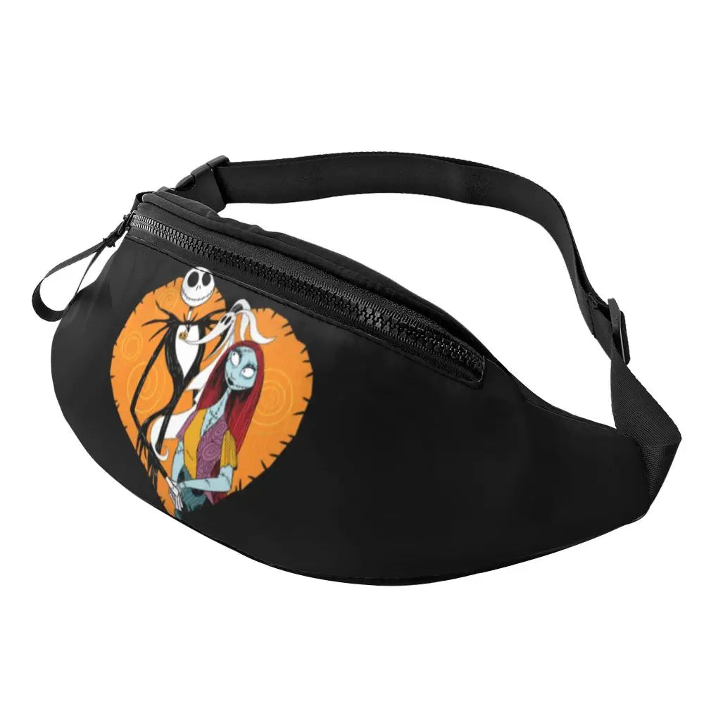 Sac Banane Personnalisé L'Étrange Noël de Monsieur Jack, Sacoche à Bandoulière pour Voyage, Randonnée, Téléphone, Poudres d'Argent