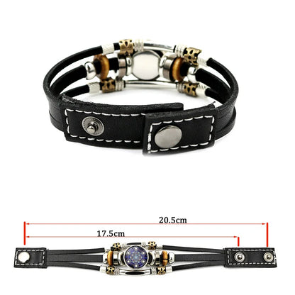 Bracelet Vintage mystérieux Cube Metatron, géométrie sacrée, fleur de vie, bouton-pression, multicouche, Punk, en cuir, vente en gros
