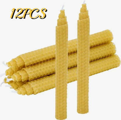 Bougies coniques en cire d'abeille, rouleaux à la main, Design en nid d'abeille, bougies en cire d'abeille sans fumée pour fête, rencontres, décoration de Table à dîner à domicile