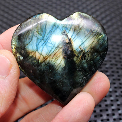 Pierre de cristal naturel en forme de cœur d'amour, Labradorite Reiki, guérison, Quartz Rose, décoration en cristal d'amour, artisanat 4-6cm