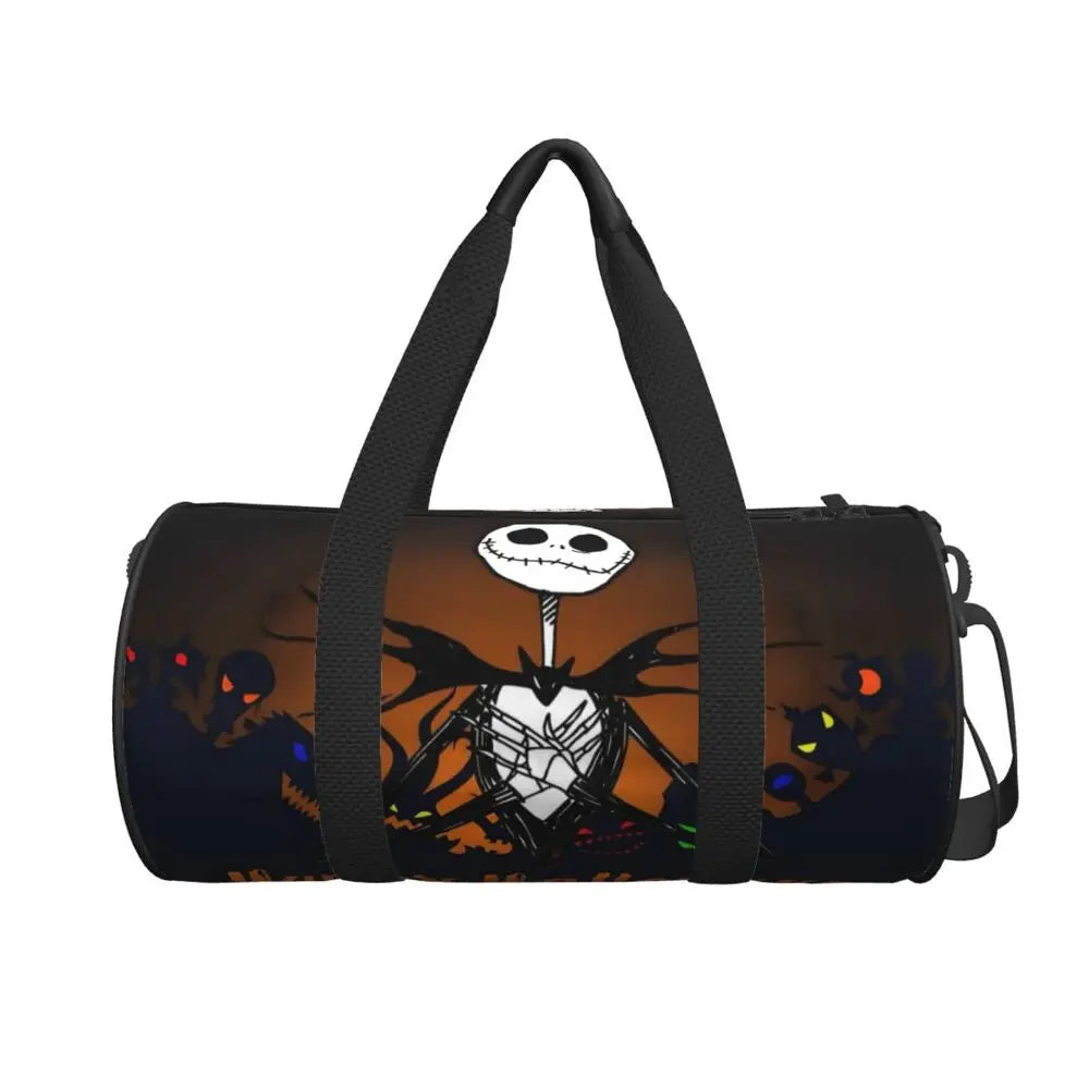 Sac fourre-tout de plage personnalisé Jack Skellington pour femmes, squelette vivant, grand compartiment, sacs de voyage pour salle de sport et plage