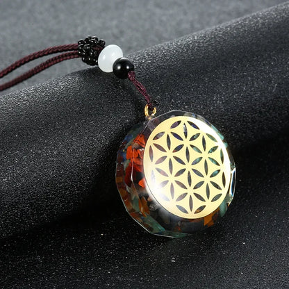 Rétro coloré puces naturel Turquoise améthyste pierre Chakra Orgone énergie pendule amulette Reiki guérison pendentif collier