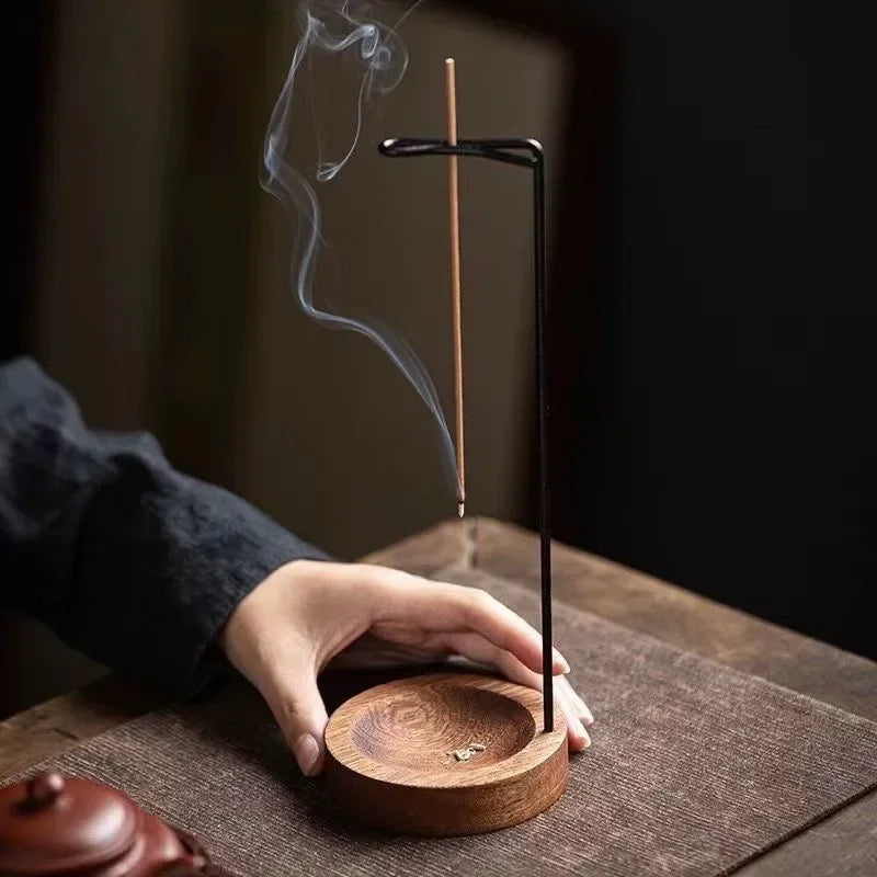 Brûleur d'encens créatif à l'envers, porte-bâton d'encens rond en bois, plateau d'encens, ornement de chambre à coucher, décoration de Yoga pour la maison, artisanat