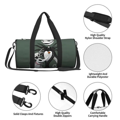 Sac fourre-tout de plage personnalisé Jack Skellington pour femmes, squelette vivant, grand compartiment, sacs de voyage pour salle de sport et plage