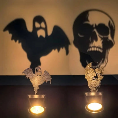 Support d'ombre amusant, bougeoir métallique, décoration d'halloween, ornements de bureau, bougies chauffe-plat effrayantes, décoration de fête