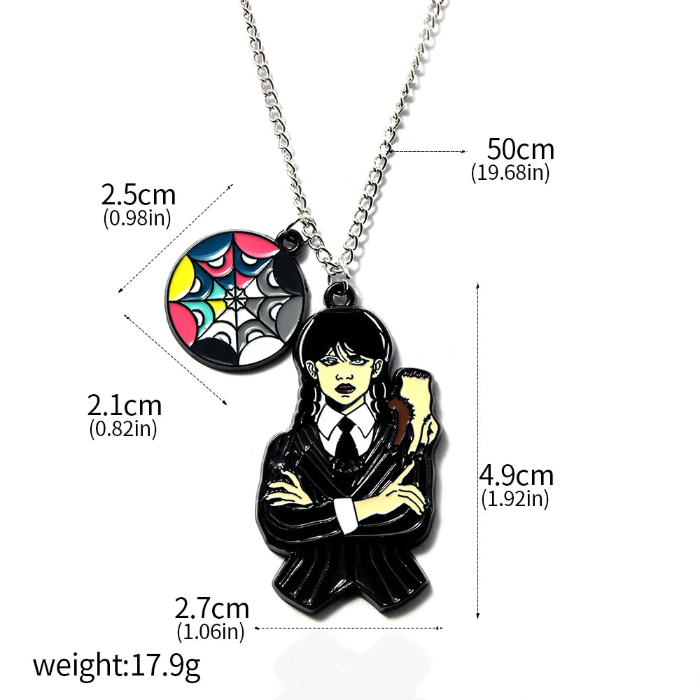 Bracelet de perles de fenêtre arc-en-ciel mercredi Addams, pendentif chose à main, bijoux gothiques pour femmes, accessoires cadeau