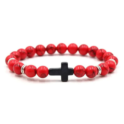 Bracelets de Prière en Pierre Naturelle pour Homme et Femme, Chapelet en Bois, Hématite, Croix, Onyx, Méditation, Yoga, Bijoux, Zones Me Pulsera